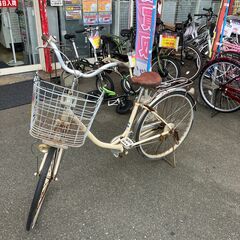 【訳あり現状】26インチ 自転車 ベージュ クリーム色 ママチャ...