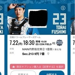 エスコン　日韓交流戦　チケット3枚の画像