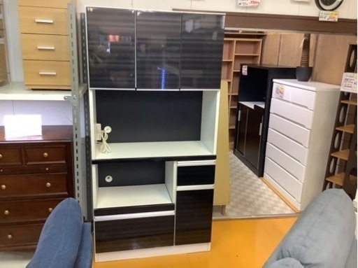 【リサイクルサービス八光】幅90cm　ダークブラウン　食器棚