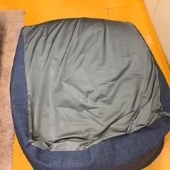【リサイクルサービス八光】幅80cm　ブルー/グレー　ビーズクッションの画像