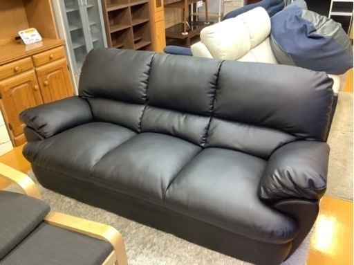 【リサイクルサービス八光】幅195cm　ニトリ　合成皮革3人掛けソファ　Nシールド VITE3KD