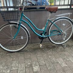 リサイクルショップどりーむ荒田店 No1369 自転車　シティサイクル　２６インチ　ターコイズ　ライト付き　カゴ付き　シンプルで乗りやすい♪