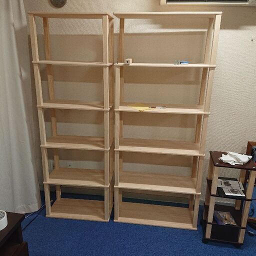 終了／ 棚 収納 左の棚 棚板60×30 高さ176.5 各脚33cm 高さ調整可能 シェルフ 木棚 アンティーク 雑貨 インテリア