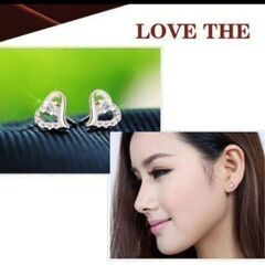 ▼≒m→→→j31-2--刻印/ブリリアントダイヤモンドＣＺハートパヴェピアスC＊Bの画像