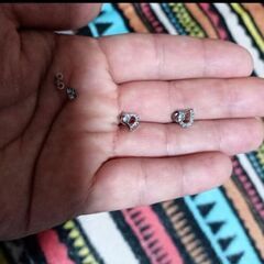 ▼≒m→→→j31-2--刻印/ブリリアントダイヤモンドＣＺハートパヴェピアスC＊Bの画像