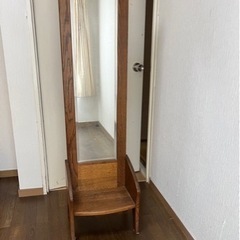 【中古・美品】カリモク　ホールスタンド（ミラー、下台付き）