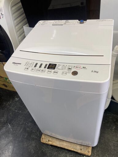 ☆中古￥10,800！Hisense　5.5kg洗濯機　家電　HW-E5503型　2021年製　幅54㎝ｘ奥行54㎝ｘ高さ88㎝　【BG148】