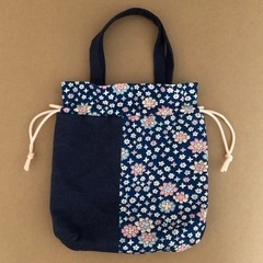 昭和レトロな巾着バッグ（ハンドメイド）の画像