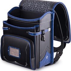 【新品】最新 男の子ランドセル クロスモデル 大容量 軽量 6年保証 特典付 スクールバック 小学生通学カバン ブラック×迷彩ブルーの画像