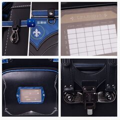 【新品】最新 男の子ランドセル クロスモデル 大容量 軽量 6年保証 特典付 スクールバック 小学生通学カバン ブラック×迷彩ブルーの画像