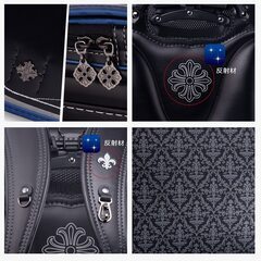 【新品】最新 男の子ランドセル クロスモデル 大容量 軽量 6年保証 特典付 スクールバック 小学生通学カバン ブラック×迷彩ブルーの画像