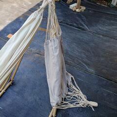 値下げハンモック3way　自立式　木目調の画像