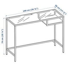 【譲ります】引取限定　IKEA  ガラス天板コンソールテーブル　カウンターデスク　大理石調リメイクの画像