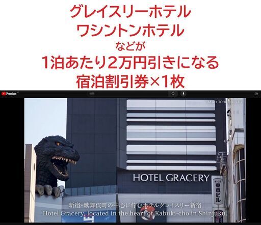 グレイスリーホテルやワシントンホテルで1泊1室が50%オフになる宿泊割引券×1枚　　　e