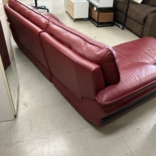 K2407-536 コーナーソファー ワインレッド キズ汚れ有り