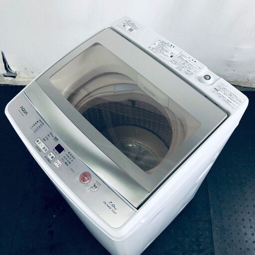 ID:sd25554 アクア AQUA 洗濯機 一人暮らし 大きめ 中古 2018年製 全自動洗濯機 7.0kg ホワイト 送風 乾燥機能付き AQW-GS70F(W)  【リユース品：状態A】【送料無料】【設置費用無料】
