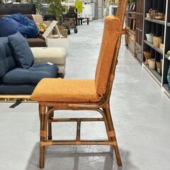 ★古島籐家具店★ ラタンチェア 籐 ダイニングチェア 新品定価約１１万円 ハイバック １人掛け 椅子 クッション付き リビング 書斎の画像