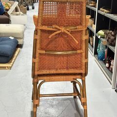 ★古島籐家具店★ ラタンチェア 籐 ダイニングチェア 新品定価約１１万円 ハイバック １人掛け 椅子 クッション付き リビング 書斎の画像