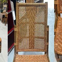★古島籐家具店★ ラタンチェア 籐 ダイニングチェア 新品定価約１１万円 ハイバック １人掛け 椅子 クッション付き リビング 書斎の画像