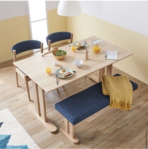 【値下げ済】LOWYA ダイニングテーブル　チェア　ベンチセット