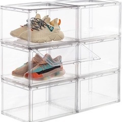 ※無料【収納】クリアボックス シューズボックス スニーカーボックス スニーカー 収納ボックス 収納ケース 靴ケース 靴 箱 棚 収納 ケース(クリア6個セット)の画像