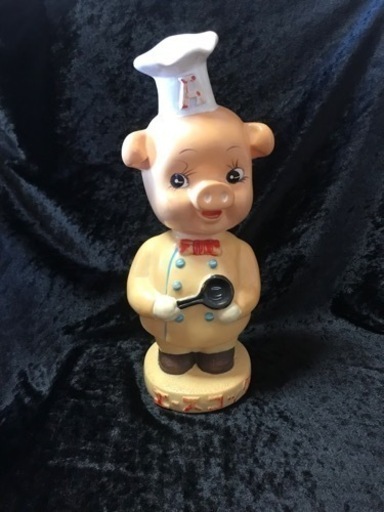 昭和レトロ　エースコック　こぶたコックソフビ人形　高さ約33センチ