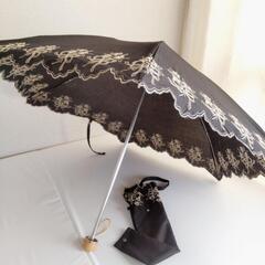 MINTON ブーケ刺繍 折りたたみ日傘 黒の画像