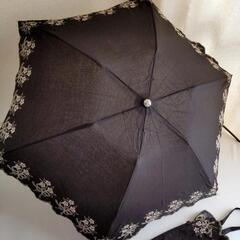 MINTON ブーケ刺繍 折りたたみ日傘 黒の画像