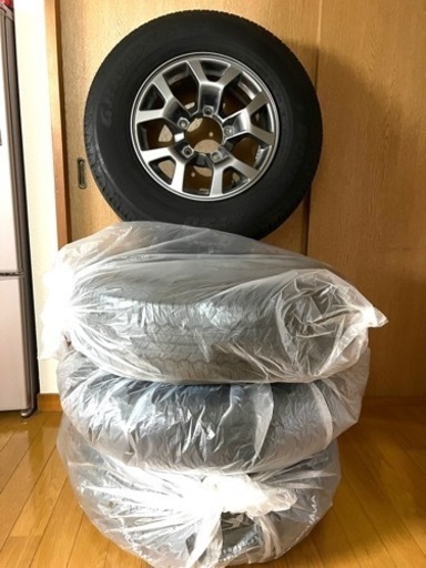 ジムニーシエラJB74純正ダンロップ アルミホイール付きタイヤ4本+鉄チンホイール付きスペアタイヤ1本　5本セット195/80R15