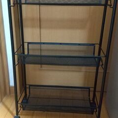 ３段スチールラック黒　収納棚　収納ラックキャスター付き