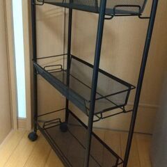３段スチールラック黒　収納棚　収納ラックキャスター付きの画像