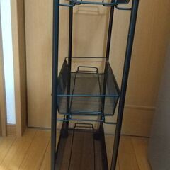 ３段スチールラック黒　収納棚　収納ラックキャスター付きの画像