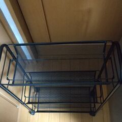 ３段スチールラック黒　収納棚　収納ラックキャスター付きの画像