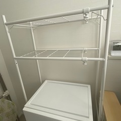 【中古】洗濯機上収納 伸縮式　スチールラック ホワイト