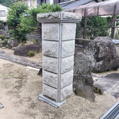 【御影笠台付五段門柱】元値130万円　石門　石柱　引取限定無料