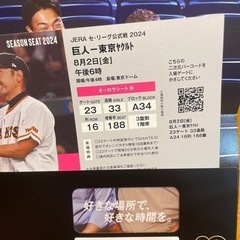東京ドーム　巨人ヤクルト戦チケット
