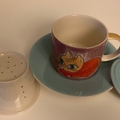 新品 フランス ２個　手描きネコマグカップセットの画像