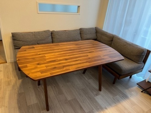 ★お譲り先決まりました★値下げしました！【8月3日AMまで】unico SWELLA(ウニコ スウェラ) ダイニング3点セット グレー/ダイニングソファ/使用期間1年10ヶ月