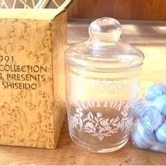 資生堂 エルテ デザイン アールヌーヴォー調 皿 ガラス製 コットンボックス コンポーネント 3点セットの画像