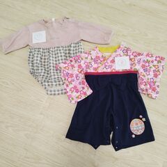 女の子ベビー服8点(サイズ50～70) + スタイの画像