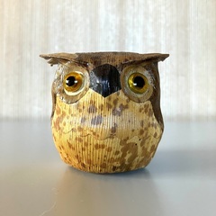 フクロウ　置物　経木　竹皮　素晴らしい出来