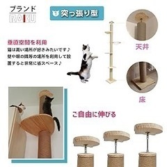 「日本メーカー」RAKU 木登りタワー 宇宙船ハンモック付き シングル キャットタワー 突っ張り 猫タワー 省スペース の画像