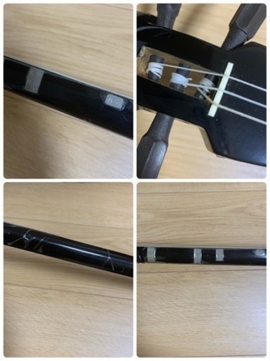 沖縄 三線 人工皮 蛇柄 弦楽器 琉球 黒塗り ケース付 爪 初心者セット