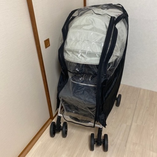 ピジョンA型ベビーカー、雨カバー付き