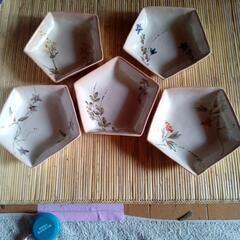 未使用たち吉 金彩 五角形和皿  煮物鉢 17×3cm 5客セット