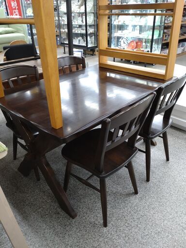 「ジモティー見た」で5％OFF！【4人掛けダイニングセット】4人掛けダイニングセット　カリモク　RUSTIC　ルスティック :ダークブラウン