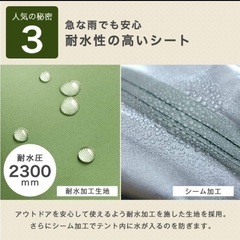 【新品未使用】タープテント　オリーブグリーン　2m×2m ワンタッチテントの画像
