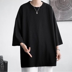 新品未使用　メンズ Tシャツ 五分袖　Mサイズ　ブラックの画像