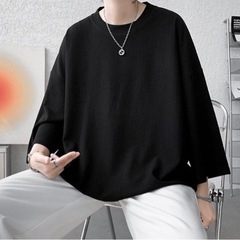 新品未使用　メンズ Tシャツ 五分袖　Mサイズ　ブラックの画像