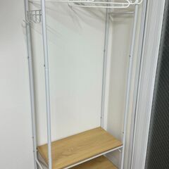 ハンガーラック 木製 頑丈 スリム シューズラック コートハンガー おしゃれ 省スペース 組み立て簡単全体耐荷重41KG 組立簡単 玄関 コート掛け 幅58×奥行28×高さ181cm HSR81WN ホワイト VASAGLEの画像